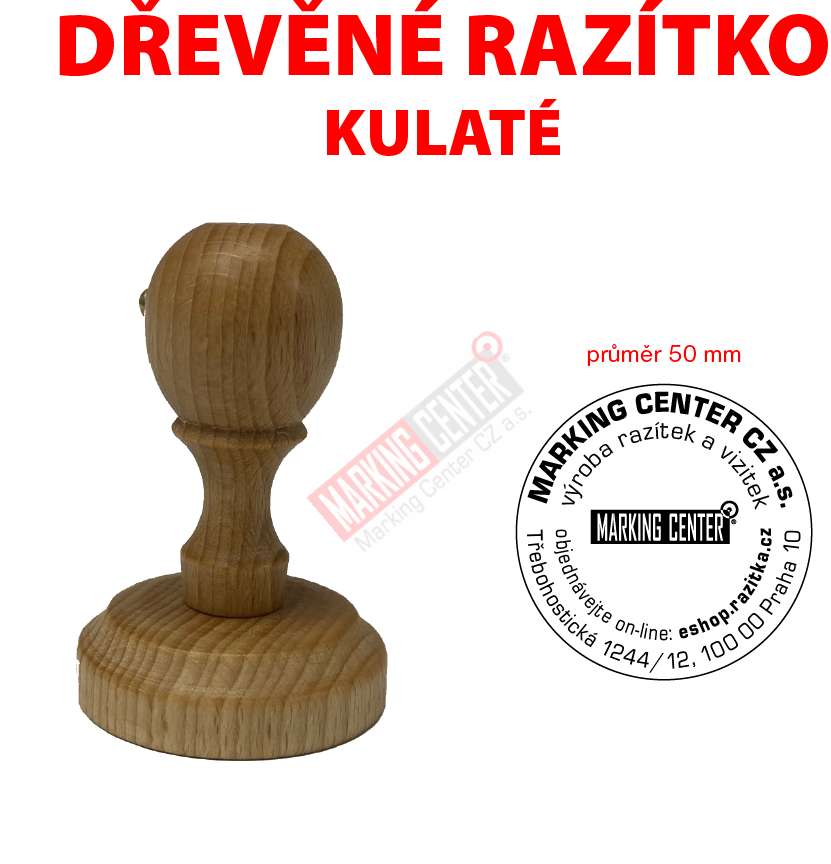 dřevěné razítko kulaté, průměr 50 mm