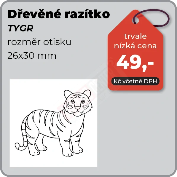 Dřevěné razítko Tygr