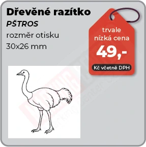 Dřevěné razítko Pštros