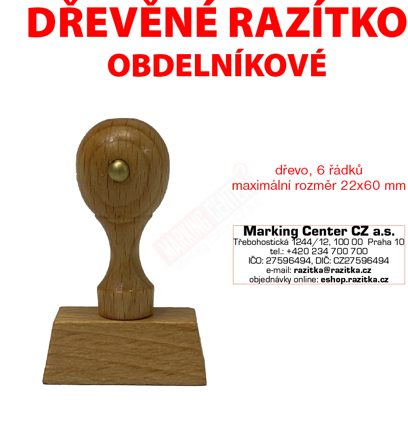 dřevěné razítko obdelníkové 6 řádků
