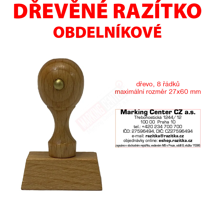 dřevěné razítko obdelníkové 8 řádků