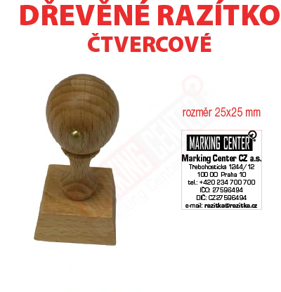 dřevěné razítko čtvercové 25x25 cm