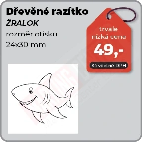 Dřevěné razítko Žralok