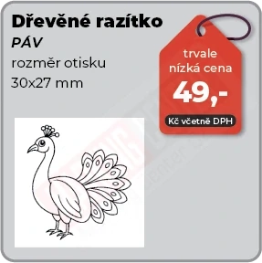 Dřevěné razítko Páv