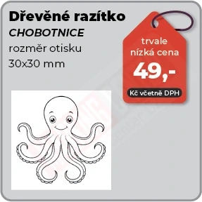 Dřevěné razítko Chobotnice