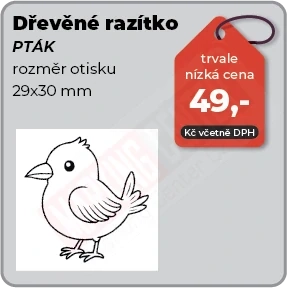 Dřevěné razítko Pták