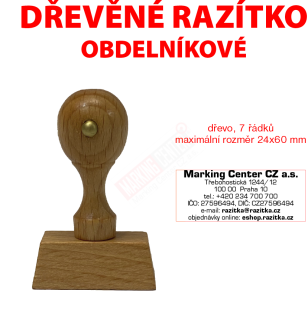 dřevěné razítko obdelníkové 7 řádků